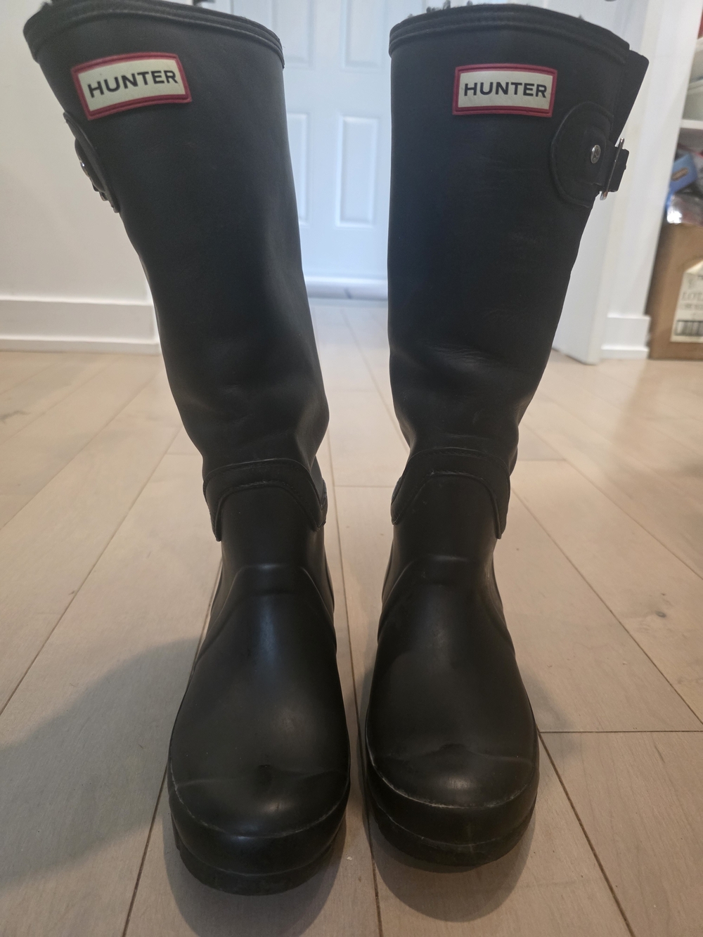 Hunter Tall Fleece-Lined Rain Boots Black Size 6
